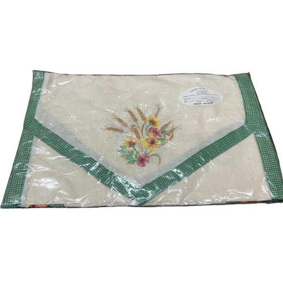 Embroidered Wheat & Floral Table Runner 14"x90" B.M. Jabara & Sons Cotton/Ramie - Picture 1 of 3